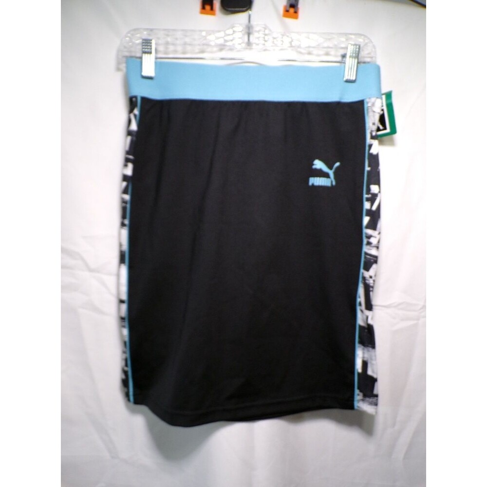 PUMA Women's Be Bold Classics AOP Active Skirt Black Milky Blue M
